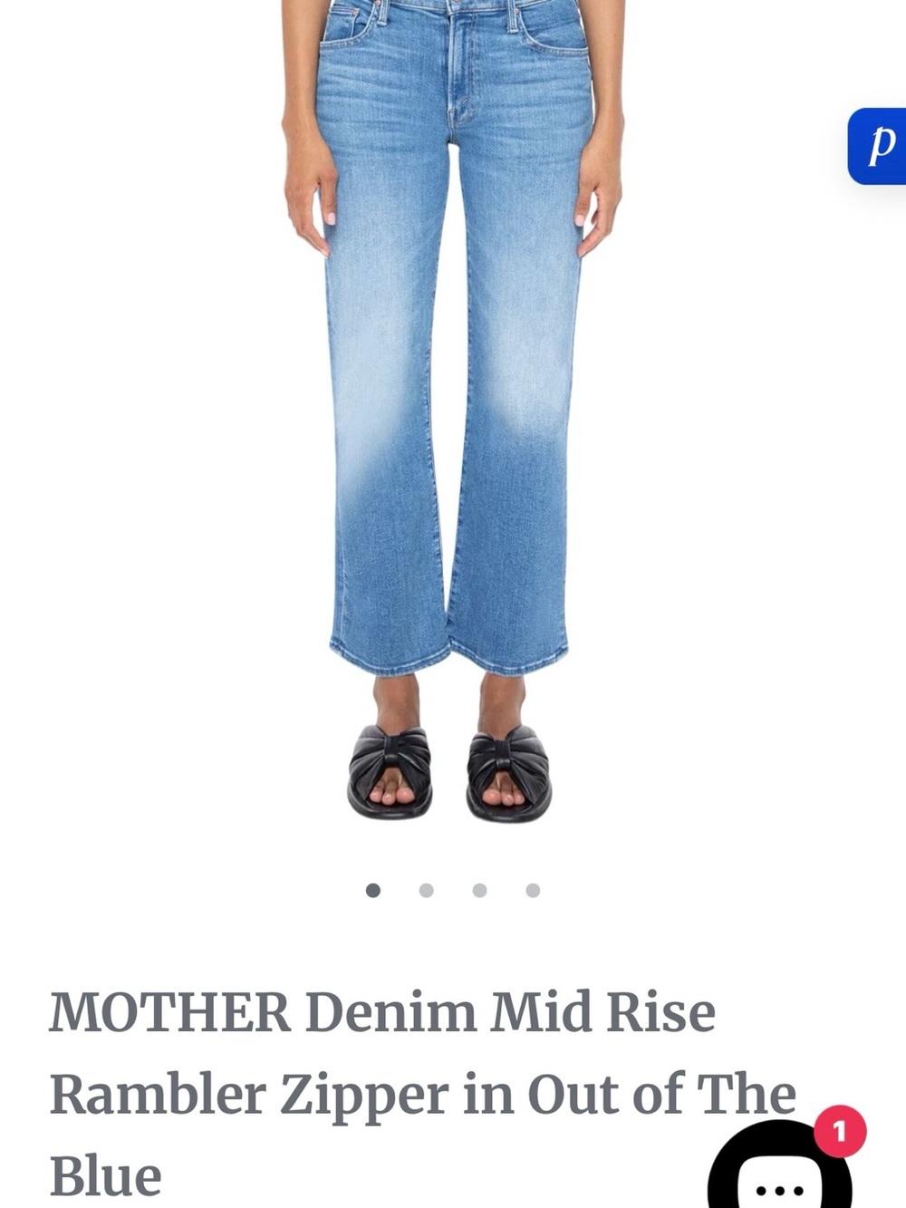 MOTHER Light Blue Mid-Rise Cropped Straight Jeans - Picture 1 of 5